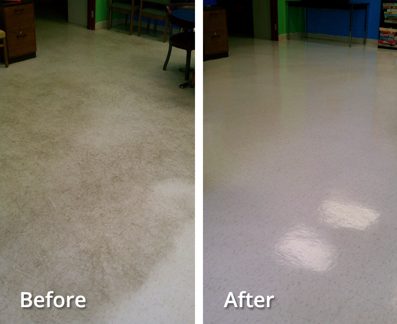 Floor Re-finishing Before and After by Pro Quality Cleaning